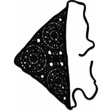 Sibel Günay Butik El Örgüsü Çiçek Motifli Üçgen Saç Bandanası – Bohem Yazlık Bandana