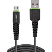 Philips DLC1530U  UsbA to Micro Data ve Şarj Kablosu 1.2m Siyah - Micro USB Uyumlu Cihazlar için