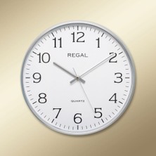 Regal 0250 SW İnce Gümüş Çerçeve Beyaz Kadran Duvar Saati Plastik Kasa Modern Tasarım