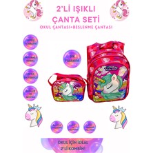 Burkay Çanta Unicorn Işıklı Ilkokul Çantası 2'li Takım