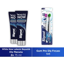 Signal White Now Diş Macunu Lekesiz Beyazlık Etkili Leke Giderme 75 ml X2 + Gum Pro Diş Fırçası