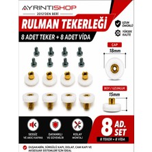 AYRINTISHOP Ayrıntıshop Duşakabin Tekerleği Seti Beyaz Renkli Plastik Malzeme ile Kolay Temizlik Özelliği 8 li Teker Seti