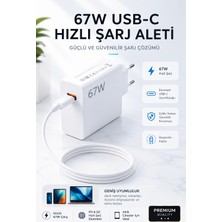 ArmoniaVital 67W Turbo Süper Hızlı Şarj Adaptörü - Beyaz USB-C Turbo Şarj Cihazı + Dayanıklı Type-C Kablo Seti