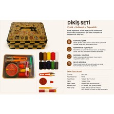 İğne İplik Seti Çok Amaçlı Metal Kutu Desen