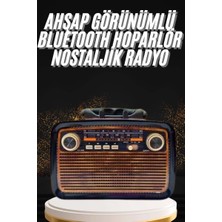 Hace Bazaar Nostaljik Görünümlü Ahşap Radyo Tf Sd USB Girişli LED Fener Işıklı