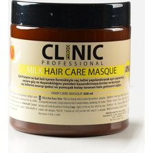 Clinic Pyroo CLINIC Professional Ballı & Sütlü Kuru ve Nemsiz Saçlar İçin Kolay Tarama Sağlayan Bakım Maskesi 500 ml Krem Yapıda