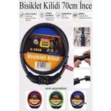 Artlantis Şifreli Bisiklet Kilidi 70 cm Ince 1 Adet K-3668 Çelik Halat Plastik Kaplamalı Bisiklet Kiliti Scooter Kapı Şifreli