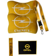 Tusba Market Opel Uyumlu Nakışlı Sarı Polar Ortopedik Seyahat Boyun Yastık / Oto Aksesuar
