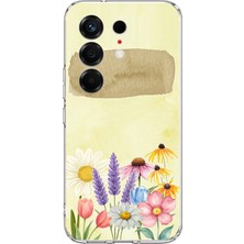 TechTree Tecno Camon 50 4g Uyumlu Sulu Boya Dokulu Vazoda Çiçek Desenli Baskılı Silikon Kılıf