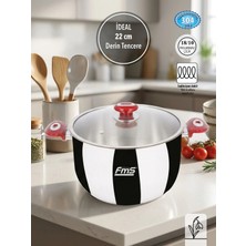 Fms 22 Cm İdeal Kırmızı Derin Çelik Tencere | 4.60 L | 18/10 Paslanmaz | İndüksiyon Taban | 304 Kalite