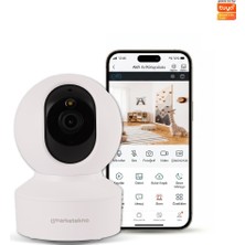 Marketekno Ev Kamerası, Wifi Mobil Kontrollü Akıllı Kamera, Bebek Kamera, Gece Görüşlü Geniş Açılı Hareket Takipli Güvenlik Kamerası 2mp 1080P