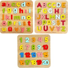 Tollihy Brinco Ahşap Montessori Okul Öncesi Küçük Harf, Büyük Harf ve Sayılar Eğitici Öğretici Bultak Puzzle Seti