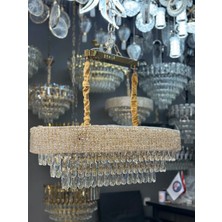 LED Yeni Model Oval Lüx Salon Avize Gold Renk  Ithal Kasa