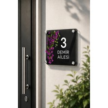 JHAAR Kişiye Özel Pleksi Kapı Isimliği – Modern & Lüks Uv Baskılı Dekoratif Kapı Numarası- Mor Sarmaşık