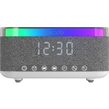 Mikado MD-W10 1200MAH 10W Gri Bt, Usb, Kablosuz Şarjlı Rgb-Gece Lambası Özellikli Alarmlı Saat Speaker