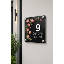 JHAAR Kişiye Özel Pleksi Kapı Isimliği – Modern & Lüks Uv Baskılı Dekoratif Kapı Numarası- Çiçek Dalları