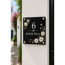 JHAAR Kişiye Özel Pleksi Kapı Isimliği – Modern & Lüks Uv Baskılı Dekoratif Kapı Numarası - Papatya Çiçekleri