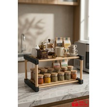 Gugga Rack - Çok Amaçlı 2 Katlı Bambu Çubuklu Banyo ve Mutfak Düzenliyici Stant Organizer 35CM