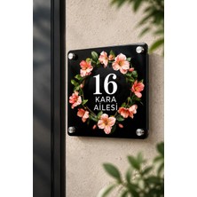 JHAAR Kişiye Özel Pleksi Kapı Isimliği – Modern & Lüks Uv Baskılı Dekoratif Kapı Numarası- Pudra Çiçekler