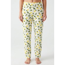 Hadiora Kadın Beyaz Limon Desenli Bambu Pijama Alt