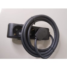 Kirkda Bir 3 Metre Üçlü Topraklı Grup Prizli Ups Monoblok L Model Fişli 3x1,5mm Ebatında Kauçuk Seyyar Kablo (Siyah Renk)