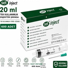 Set Inject (Tıpset) 20ML 3 Parça Yeşil Uçlu ENJEKTÖR-600 Adet