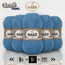 Nako Calico- 6614 Denim- 5'li Paket - 100GR/240M - El Örgü Ipi - Amigurimi-Hırka- Kazak- Şal-Bebek Ipi