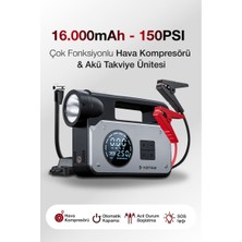 MEGAHAWK 3’ü 1 Arada Akü Takviye Cihazı ve Hava Pompası |150 Psı Dijital Kompresör 16.000MAH Powerbank Type-C