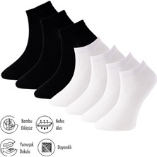 Lion Monroe Saf Bambu 4 Mevsim Erkek Patik Düz Kısa Beyaz - Siyah Çorap Dikişsiz Premium Hediye Kutulu 7'li Comfort Series L5952AZNP