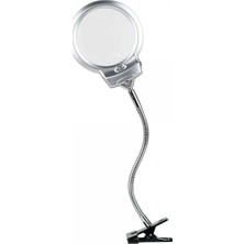Hace Bazaar 2.5 x 130 mm 5X24 mm LED Aydınlatmalı Büyüteç Masa Üstü Metal Hortum Mandallı MG15124-C