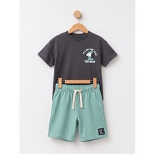 Bican Erkek Çocuk Köpek Baskılı %100 Pamuklu T-Shirt ve Şort Alt Üst Takım