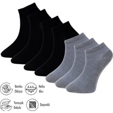 Lion Monroe Saf Bambu 4 Mevsim Erkek Patik Düz Kısa Siyah - Füme Çorap Dikişsiz Premium Hediye Kutulu 7'li Comfort Series L5952AZNP
