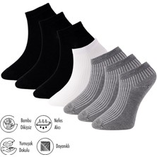 Lion Monroe Saf Bambu 4 Mevsim Erkek Patik Düz Kısa Siyah - Beyaz - Gri Çorap Dikişsiz Premium Hediye Kutulu 7'li Comfort Series L5952AZNP