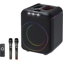 Hace Bazaar F39 25W Sürücülü Rgb Işıklı 2 Adet Mikrofonlu Bluetooth 5.3 Kablosuz Hoparlör – Siyah