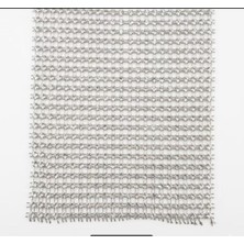 Bodrum Asel Kristal Taşlı Şerit File Nakış - Gümüş Renk Parlak Taşlı Aksesuar (1 Metre)