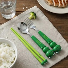 Hediye Vakti Hayvan Figürlü Çocuk Çatal Kaşık ve Chopstick Seti 3'lü Takım