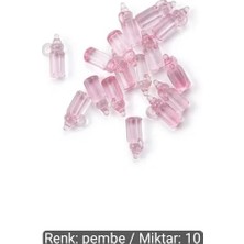 Bodrum Asel Pembe Mini Biberon Obje (10'lu Paket) - Baby Shower & Mevlid Süsleme Malzemesi