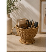 Yzhome Hasır Rattan Fincan Model Sepet Düzenleyici Dekor Büyük Boy 16*20CM