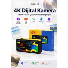 Neffo G6 4K Dijital Kamera 48MP Yüksek Çözünürlüklü Fotoğraf Makinesi Dijital Zoom Hafıza Kartı Destekli Taşınabilir Kompakt Kamera