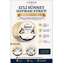 Ceres Studio Kişiye Özel Sünnet Hatırası Etiketi 12 Adet – 4 cm Yuvarlak Sticker – Isim Baskılı