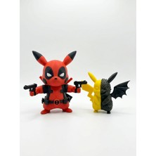 Demirhan3D ⚡😈 Deadpool Pikachu & Demon Pikachu 2'li Figür Seti | 12,5 cm + 8 cm 3D Baskı Koleksiyonluk Dekor Figürleri | Pla Malzeme 🎁