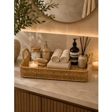 Yzhome Büyük Boy Dikdörtgen Hasır Tepsi Servis Sunum Tepsisi Organizer Düzenleyici 40*30CM