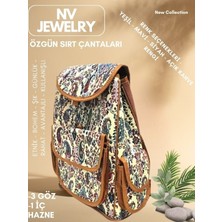 NV JEWELRY Renk Seçenekli Etnik Desenli Sırt Kahve Rengi Çantası