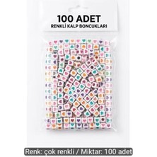 Bodrum Asel 100 Adet Karışık Renkli Kalp Desenli Kare Boncuk Seti - Takı Tasarım Malzemesi
