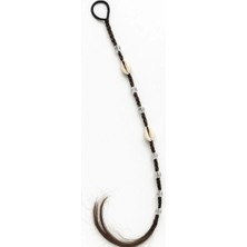 Yasemin Kaplan Boncuklu ve Deniz Kabuğu Örgü Saç Aksesuarı - 25 cm