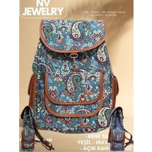 NV JEWELRY Renk Seçenekli Etnik Desenli Yeşil Sırt Çantası