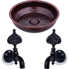 Lpd Iki̇li̇ Hamam Taslı Bakır Oksit Desenli Osmanlı Musluk (Lüx, %100 Pi̇ri̇nç)