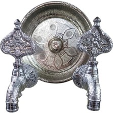 Lpd Iki̇li̇ Hamam Taslı Krom Desenli Osmanlı Musluk (Lüx, %100 Pi̇ri̇nç)