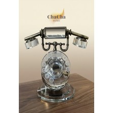 YNSK Kristal Cam Telefon Dekoratif Obje - Antika Tasarım Lüks Salon Aksesuarı 23X22 cm