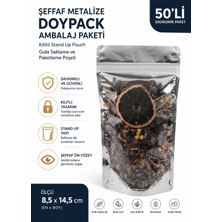 Şeffaf Metalize Doypack Poşet 50’li, Kilitli Ziplock Dik Duran Gıda Saklama ve Paketleme Ambalajı